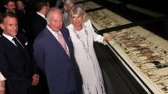 King and Macron view historic Bayeux Tapestry exhibition in London